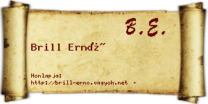 Brill Ernő névjegykártya
